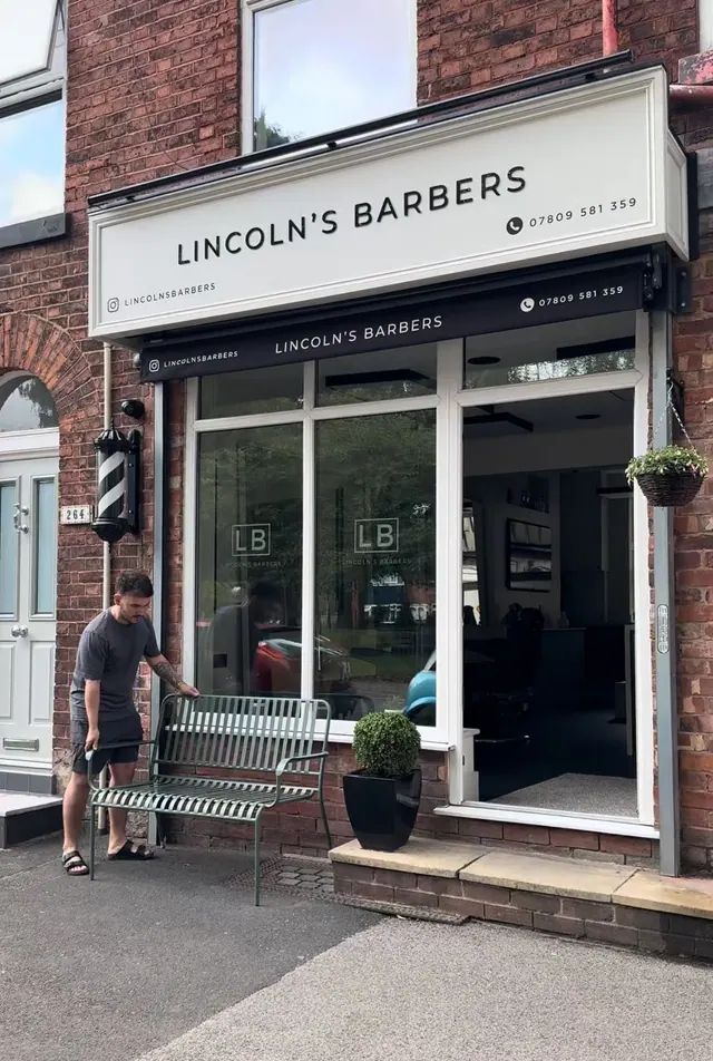 The Lincoln's Barbers shopfront on Flixton Road