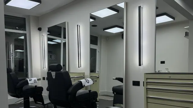 Inside Lincoln's Barbers: the chairs and mirrors